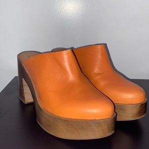 NWOT Free People Suki Platform Clog in peach tan - size 39